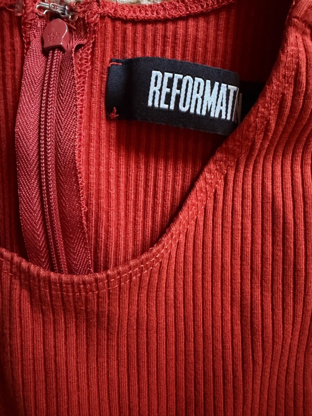 Reformation Ribbed Rust-Red One-Piece - Picture 2 of 2